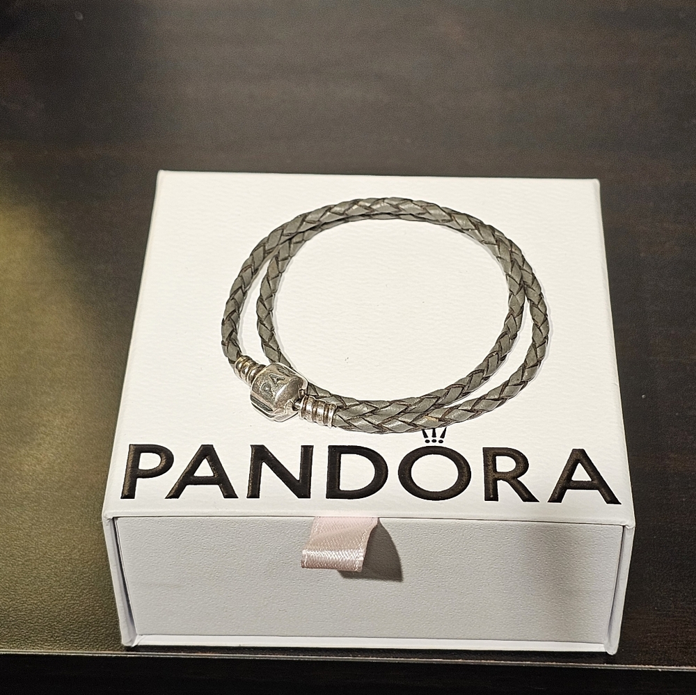Pandora Braided Leather Bracelet 13.5
